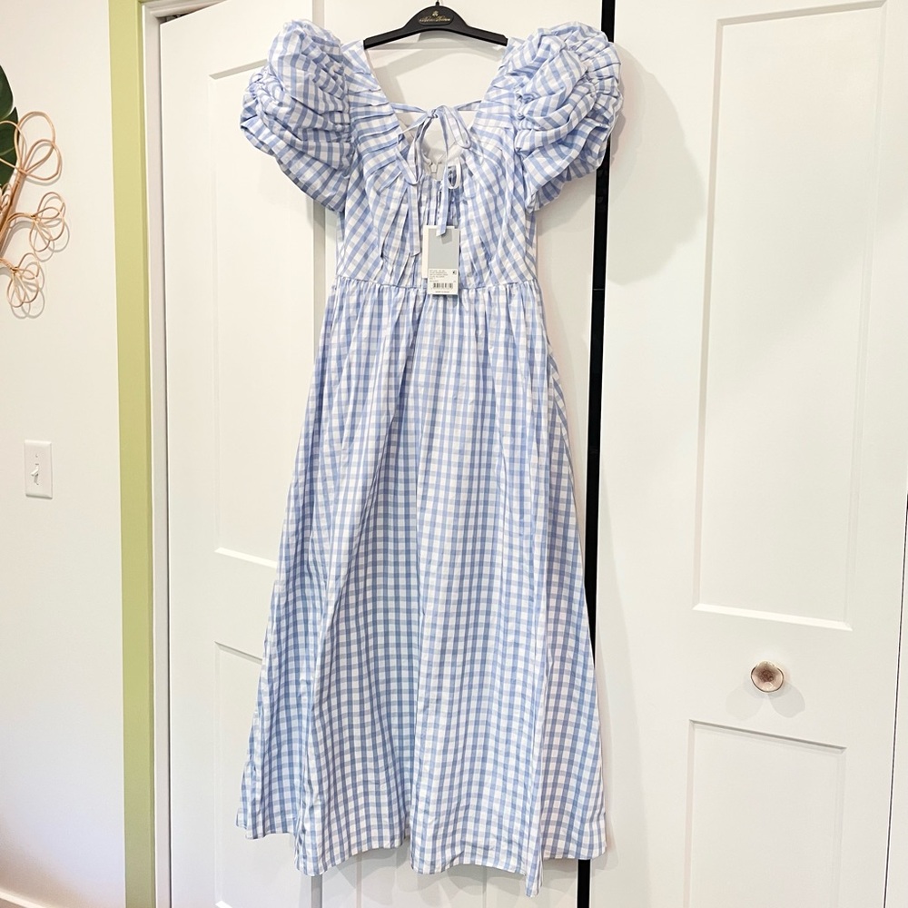 ANTONIO MELANI Blue Gingham Maxi Dress - Picture 3 of 4